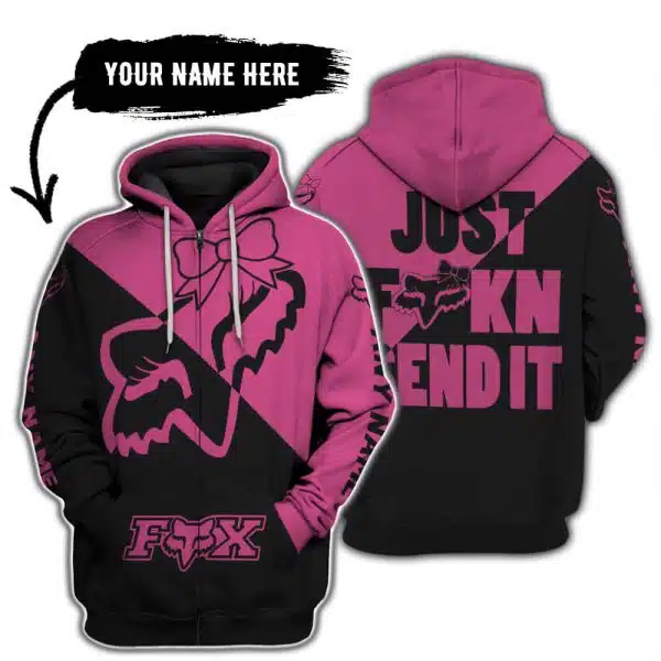 Just Fckn Send It – 3d All Over Printed – Fox Racing Girl – Pink 1 - Image 2