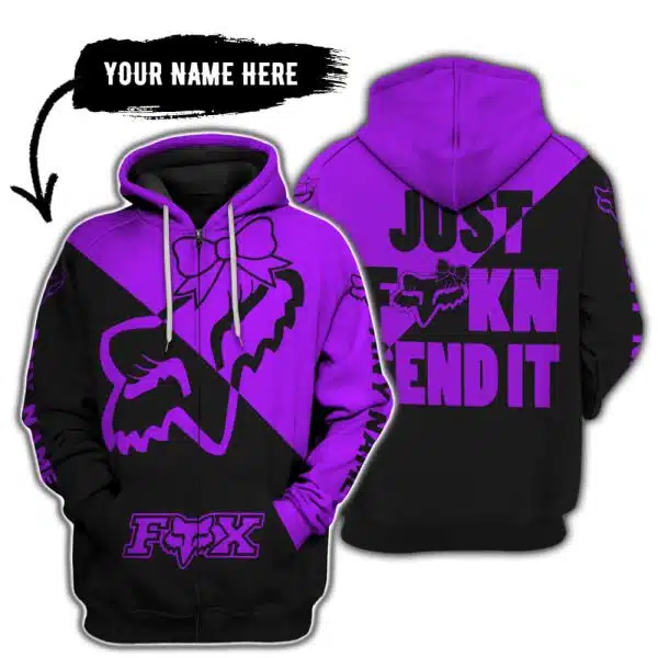 Just Fckn Send It – 3d All Over Printed – Fox Racing Girl – Purple - Image 2