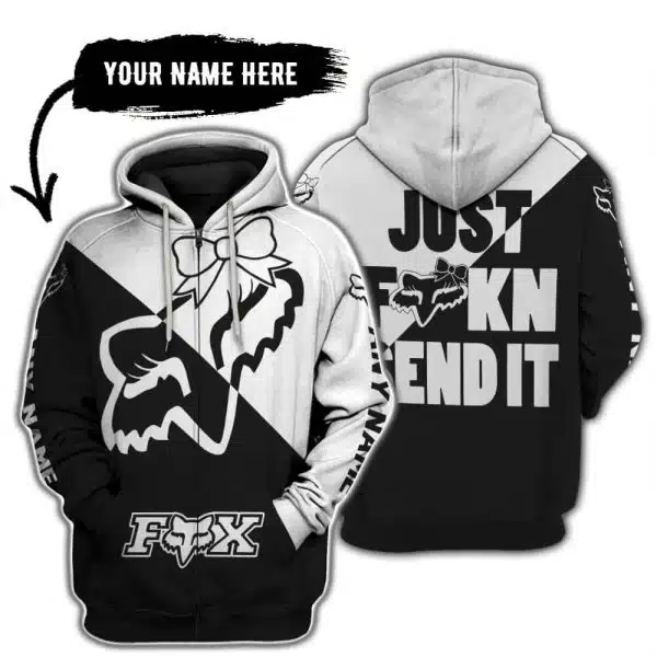Just Fckn Send It – 3d All Over Printed – Fox Racing Girl – White - Image 2