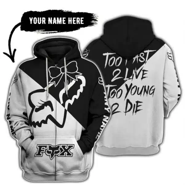 Too Fast To Live Too Young To Die – 3d All Over Printed – Fox Racing Girl – Black - Image 2