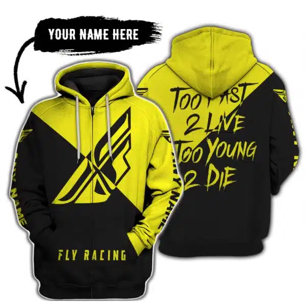 Too Fast To Live Too Young To Die - 3d All Over Printed - Fly Racing Yellow - Image 2