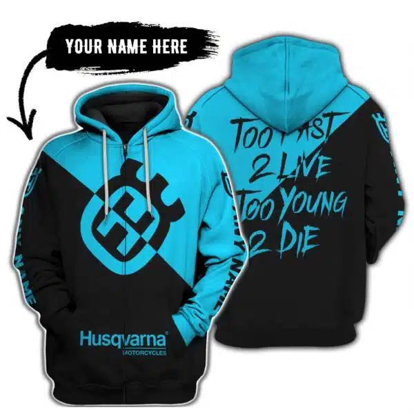 Too Fast To Live Too Young To Die - 3d All Over Printed - Husqvarna Sky Blue - Image 2