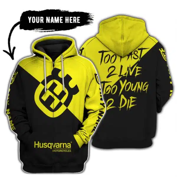 Too Fast To Live Too Young To Die - 3d All Over Printed - Husqvarna Yellow - Image 2