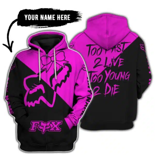 Too Fast To Live Too Young To Die – 3d All Over Printed – Fox Racing Girl - Pink - Image 2