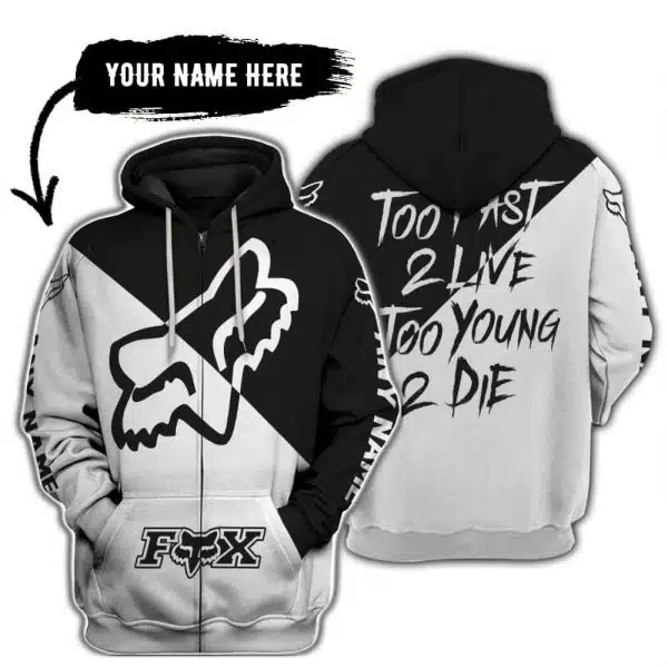 Too Fast To Live Too Young To Die - 3d All Over Printed - Fox Racing - Black - Image 2