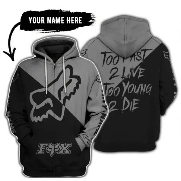 Too Fast To Live Too Young To Die - 3d All Over Printed - Fox Racing - Grey - Image 2