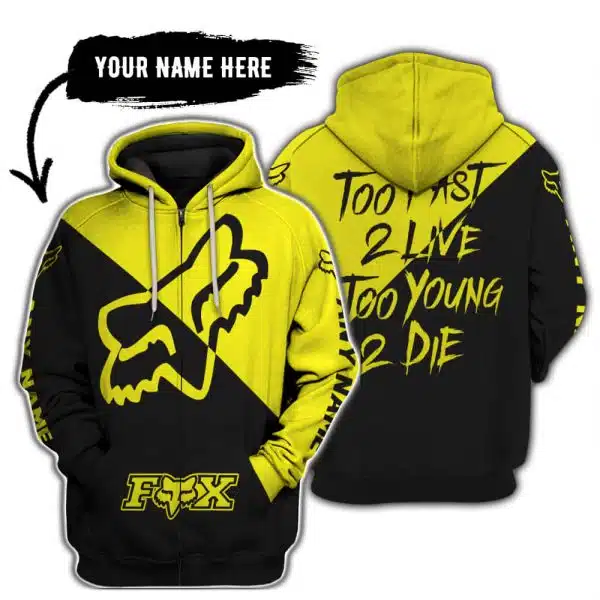 Too Fast To Live Too Young To Die - 3d All Over Printed - Fox Racing - Yellow - Image 2