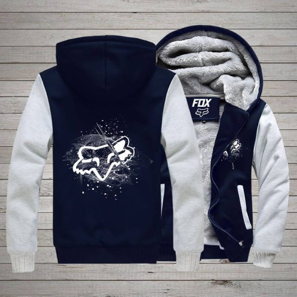 Fox White Fleece Zip Hoodies - Image 4