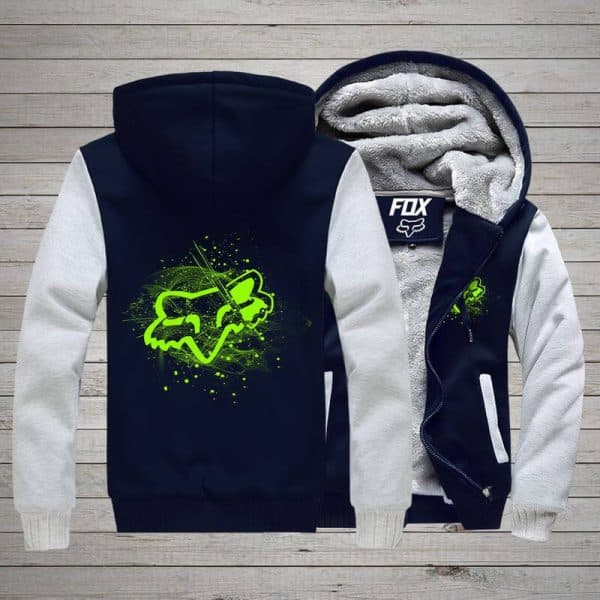 Fox Light Green Fleece Zip Hoodies - Image 2