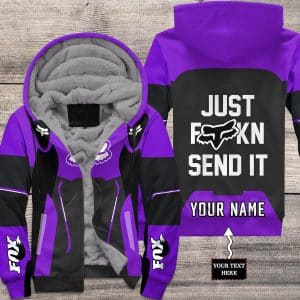 MOTOCROSS PERSONALIZED FX RACING V1 | FLEECE HOODIE | COLOR PURPLE-BLACK