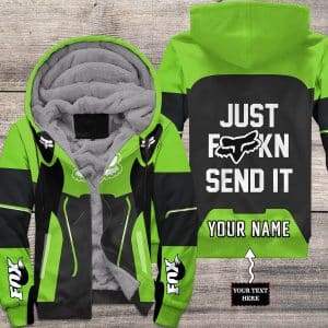 MOTOCROSS PERSONALIZED FX RACING V1 | FLEECE HOODIE | COLOR GREEN-BLACK