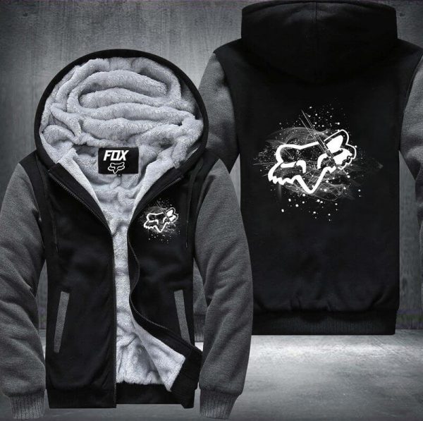 Fox White Fleece Zip Hoodies - Image 2