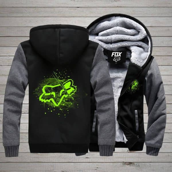 Fox Light Green Fleece Zip Hoodies - Image 4