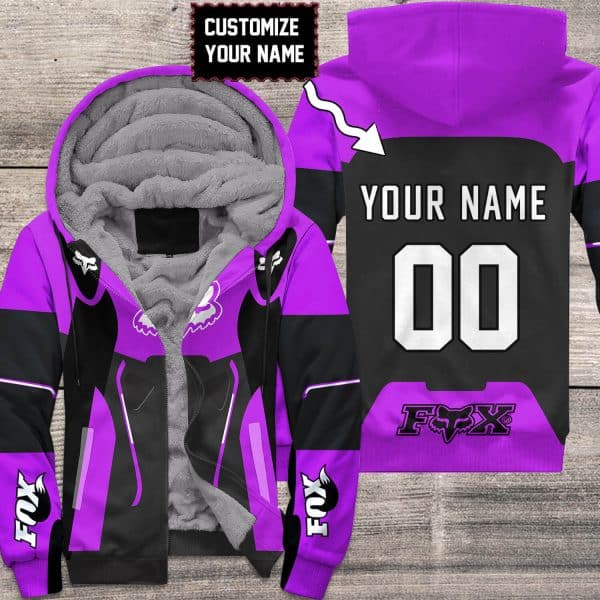 CUSTOM NAME RACING FLEECE HOODIE | FX V1 | PURPLE BLACK