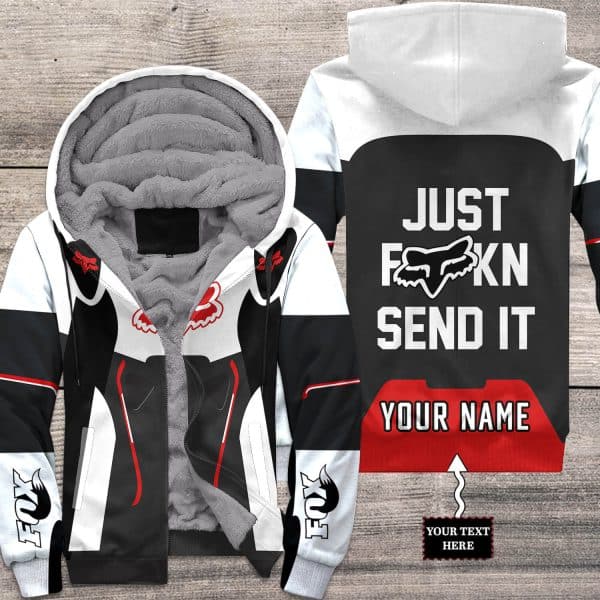 MOTOCROSS PERSONALIZED FX RACING V1 | FLEECE HOODIE | COLOR WHITE-BLACK