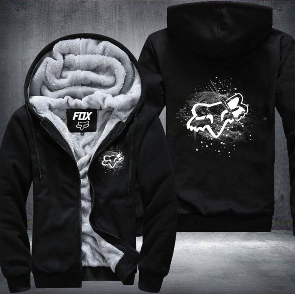 Fox White Fleece Zip Hoodies