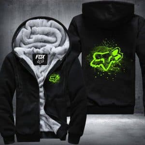 Fox Light Green Fleece Zip Hoodies