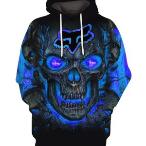 FOX RACING SKULL BLUE FLAME 3D PRINTED