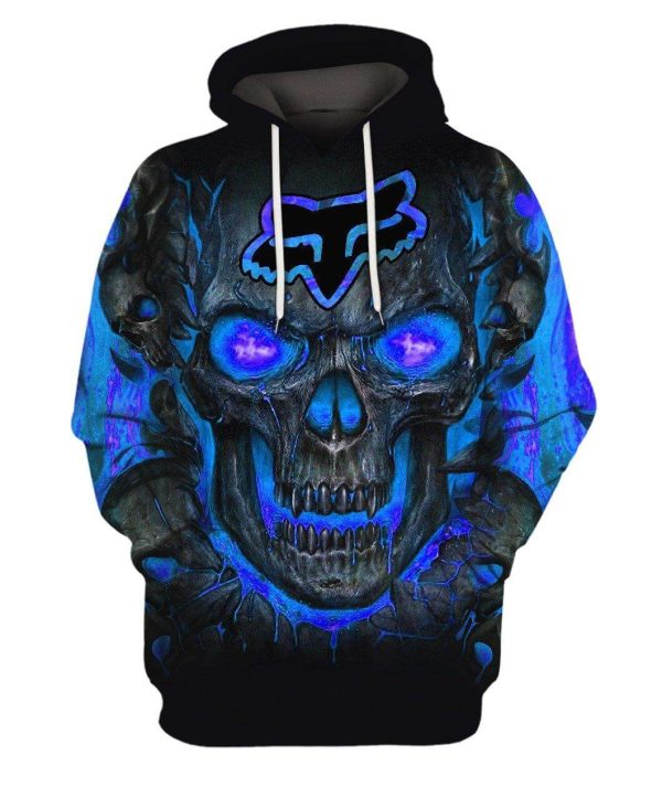 FOX RACING SKULL BLUE FLAME 3D PRINTED
