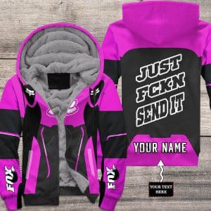 MOTOCROSS PERSONALIZED FX RACING V2 | FLEECE HOODIE | COLOR PINK-BLACK