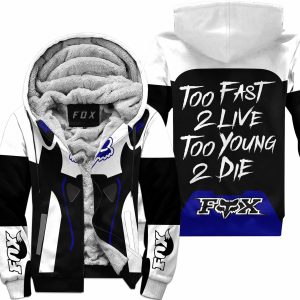 TOO FAST TO LIVE TOO YOUNG TO DIE – FLEECE HOODIE - FOX RACING – WHITE NAVY