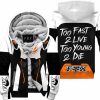 TOO FAST TO LIVE TOO YOUNG TO DIE – FLEECE HOODIE - FOX RACING – WHITE ORANGE