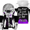 TOO FAST TO LIVE TOO YOUNG TO DIE – FLEECE HOODIE - FOX RACING – WHITE PURPLE