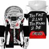TOO FAST TO LIVE TOO YOUNG TO DIE – FLEECE HOODIE - FOX RACING – WHITE RED