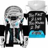TOO FAST TO LIVE TOO YOUNG TO DIE – FLEECE HOODIE - FOX RACING – WHITE SKY BLUE