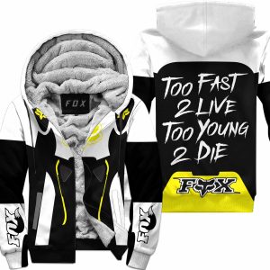 TOO FAST TO LIVE TOO YOUNG TO DIE – FLEECE HOODIE - FOX RACING – WHITE YELLOW