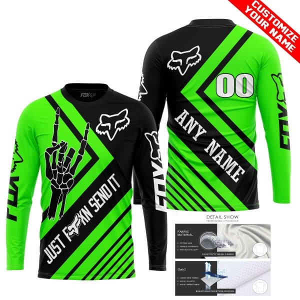 JUST FCKN SEND IT - FOX RACING GREEN | HOODIE & JERSEY | KID-YOUTH & ADULT - Image 2