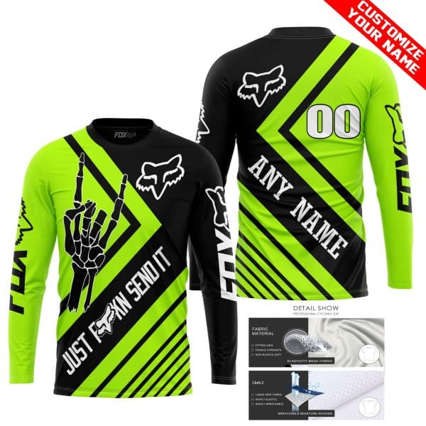 JUST FCKN SEND IT - FOX RACING NEON | HOODIE & JERSEY | KID-YOUTH & ADULT - Image 2