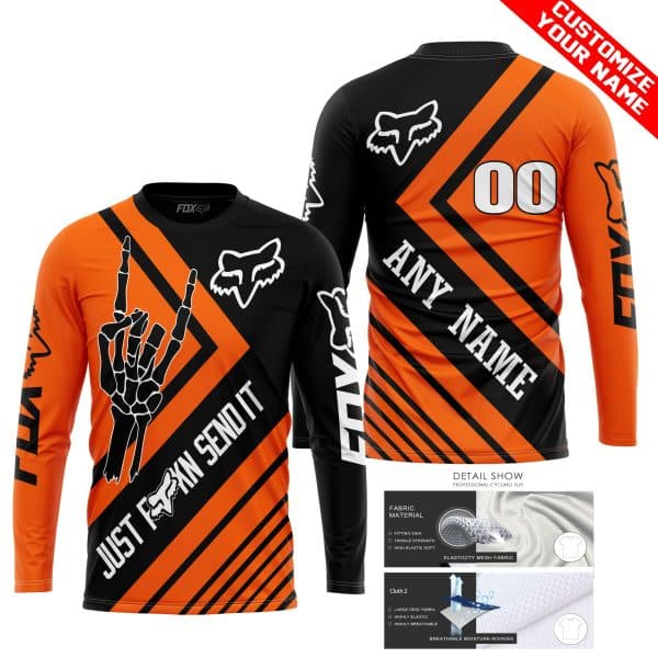JUST FCKN SEND IT - FOX RACING ORANGE | HOODIE & JERSEY | KID-YOUTH & ADULT - Image 2