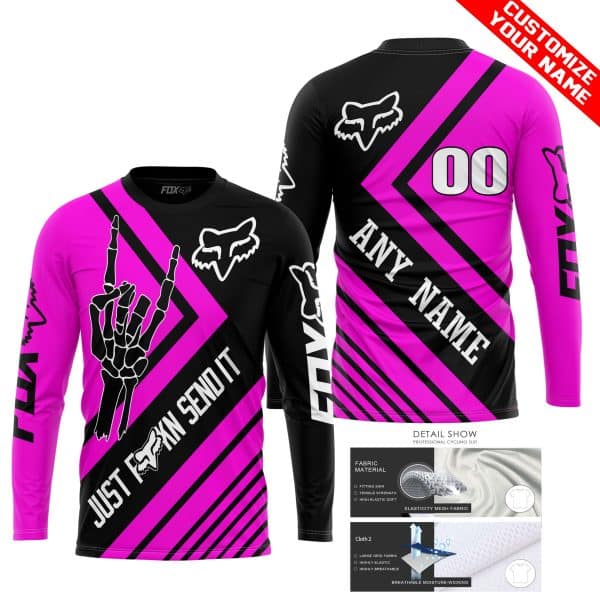 JUST FCKN SEND IT - FOX RACING PINK | HOODIE & JERSEY | KID-YOUTH & ADULT - Image 2