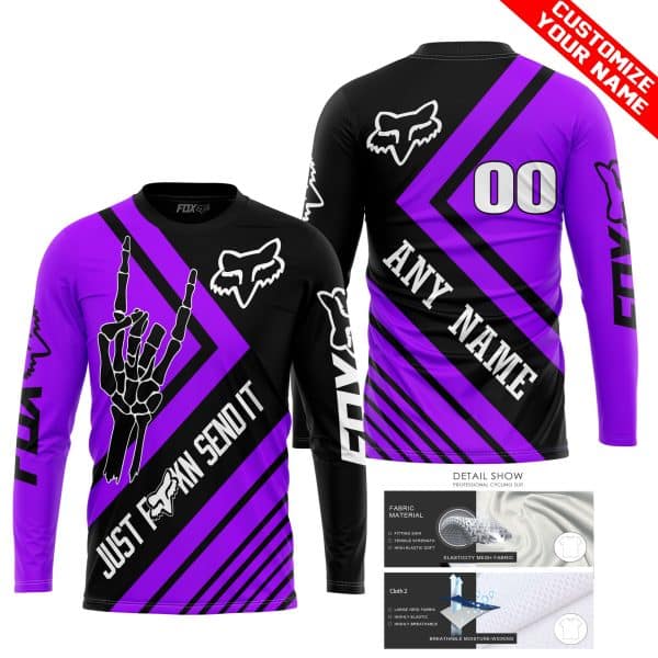 JUST FCKN SEND IT - FOX RACING PURPLE | HOODIE & JERSEY | KID-YOUTH & ADULT - Image 2