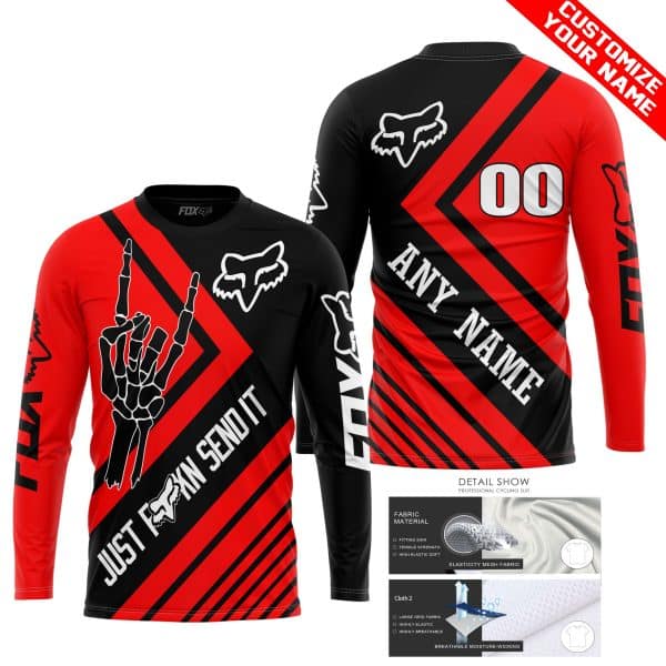 JUST FCKN SEND IT - FOX RACING RED | HOODIE & JERSEY | KID-YOUTH & ADULT - Image 2