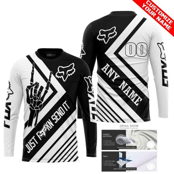 JUST FCKN SEND IT - FOX RACING WHITE | HOODIE & JERSEY | KID-YOUTH & ADULT - Image 2