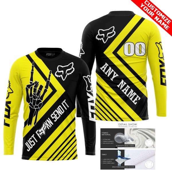 JUST FCKN SEND IT - FOX RACING YELLOW | HOODIE & JERSEY | KID-YOUTH & ADULT - Image 2