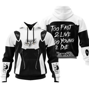TOO FAST TO LIVE TOO YOUNG TO DIE – FOX RACING – WHITE GREY