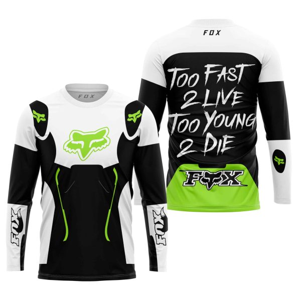 TOO FAST TO LIVE TOO YOUNG TO DIE – FOX RACING – WHITE GREEN 1 - Image 2
