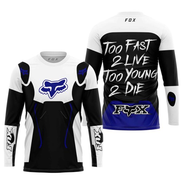 TOO FAST TO LIVE TOO YOUNG TO DIE – FOX RACING – WHITE NAVY - Image 2