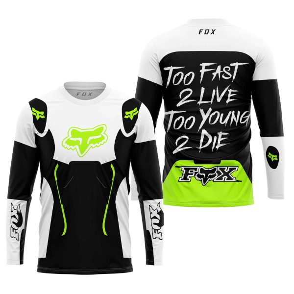 TOO FAST TO LIVE TOO YOUNG TO DIE – FOX RACING – WHITE NEON - Image 2