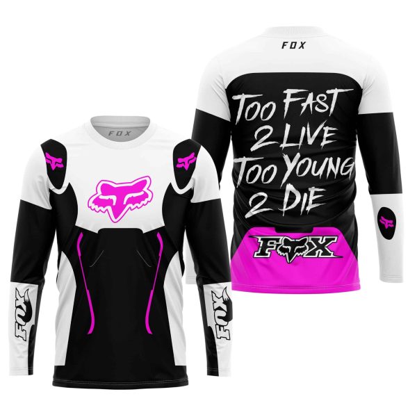 TOO FAST TO LIVE TOO YOUNG TO DIE – FOX RACING – WHITE PINK - Image 3