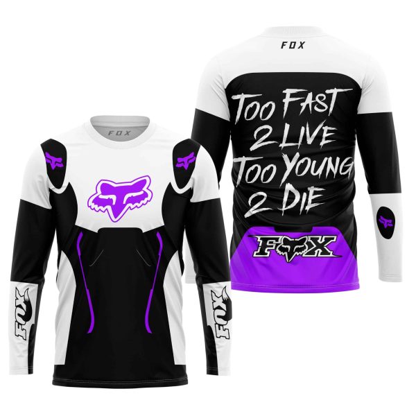 TOO FAST TO LIVE TOO YOUNG TO DIE – FOX RACING – WHITE PURPLE - Image 2