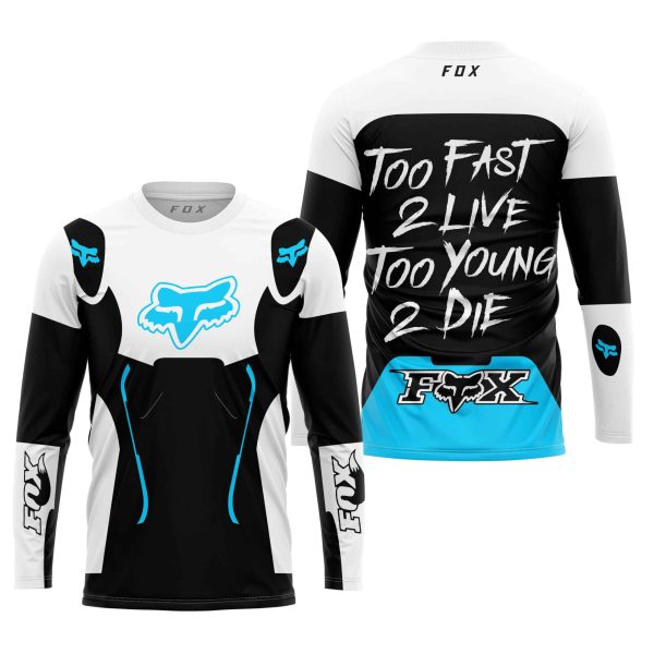 TOO FAST TO LIVE TOO YOUNG TO DIE – FOX RACING – WHITE SKY BLUE - Image 3