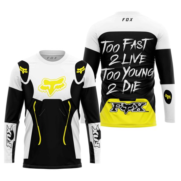 TOO FAST TO LIVE TOO YOUNG TO DIE – FOX RACING – WHITE YELLOW - Image 2