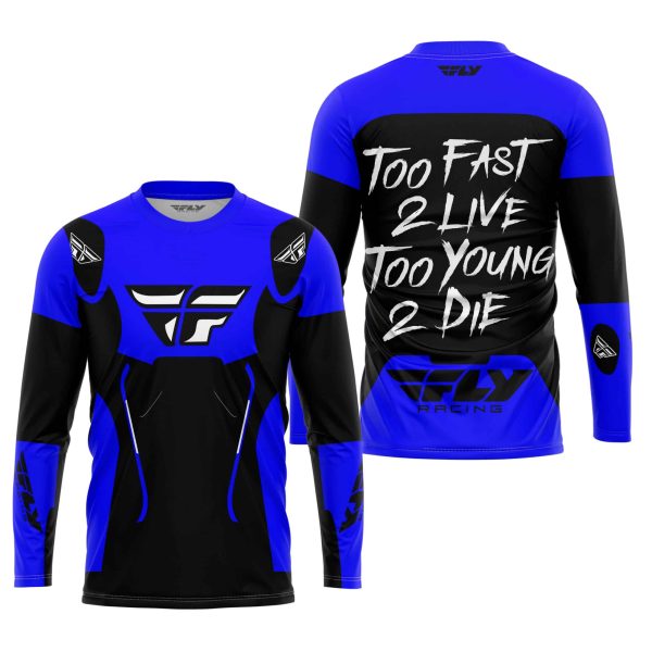 TOO FAST TO LIVE TOO YOUNG TO DIE - FLY RACING - BLUE - Image 2