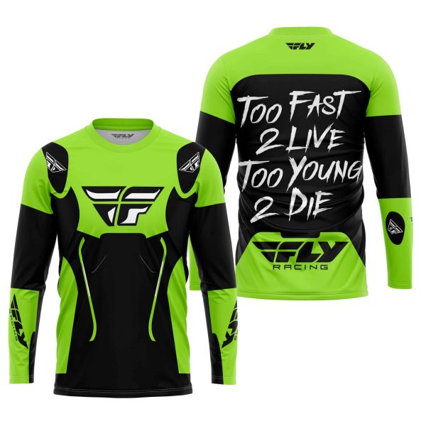 TOO FAST TO LIVE TOO YOUNG TO DIE - FLY RACING - GREEN 1 - Image 2
