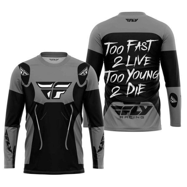 TOO FAST TO LIVE TOO YOUNG TO DIE - FLY RACING - GREY - Image 2