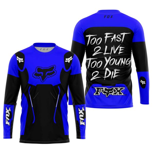 TOO FAST TO LIVE TOO YOUNG TO DIE - FOX RACING - BLUE - Image 2